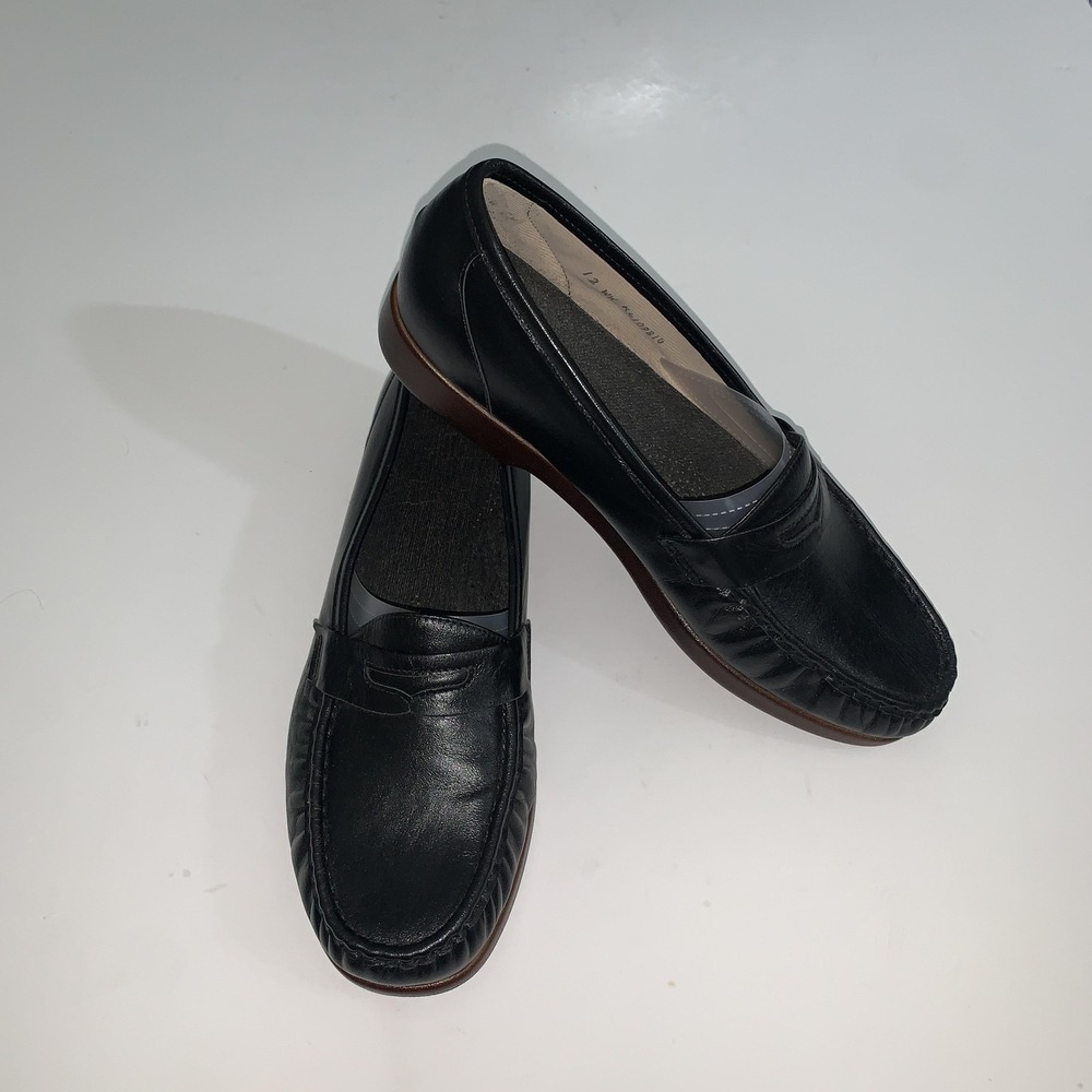 SAS Penny Loafer Shoes Womens 12 WW Black Leather Slip On Tripad Comfort